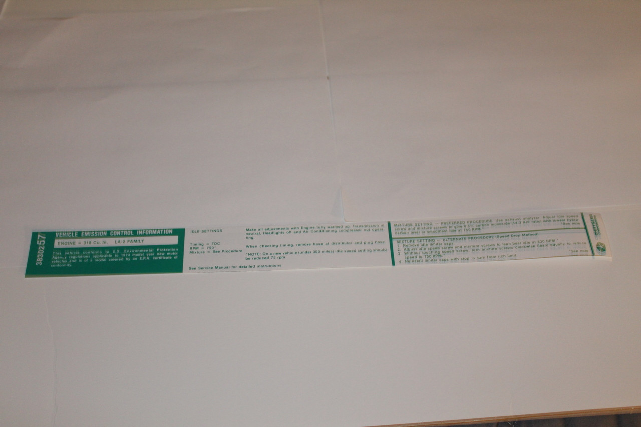 Decal Emissions 74 318 AT/MT #3830257