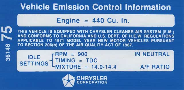 Decal Emissions 71 440-4V MT #3614875