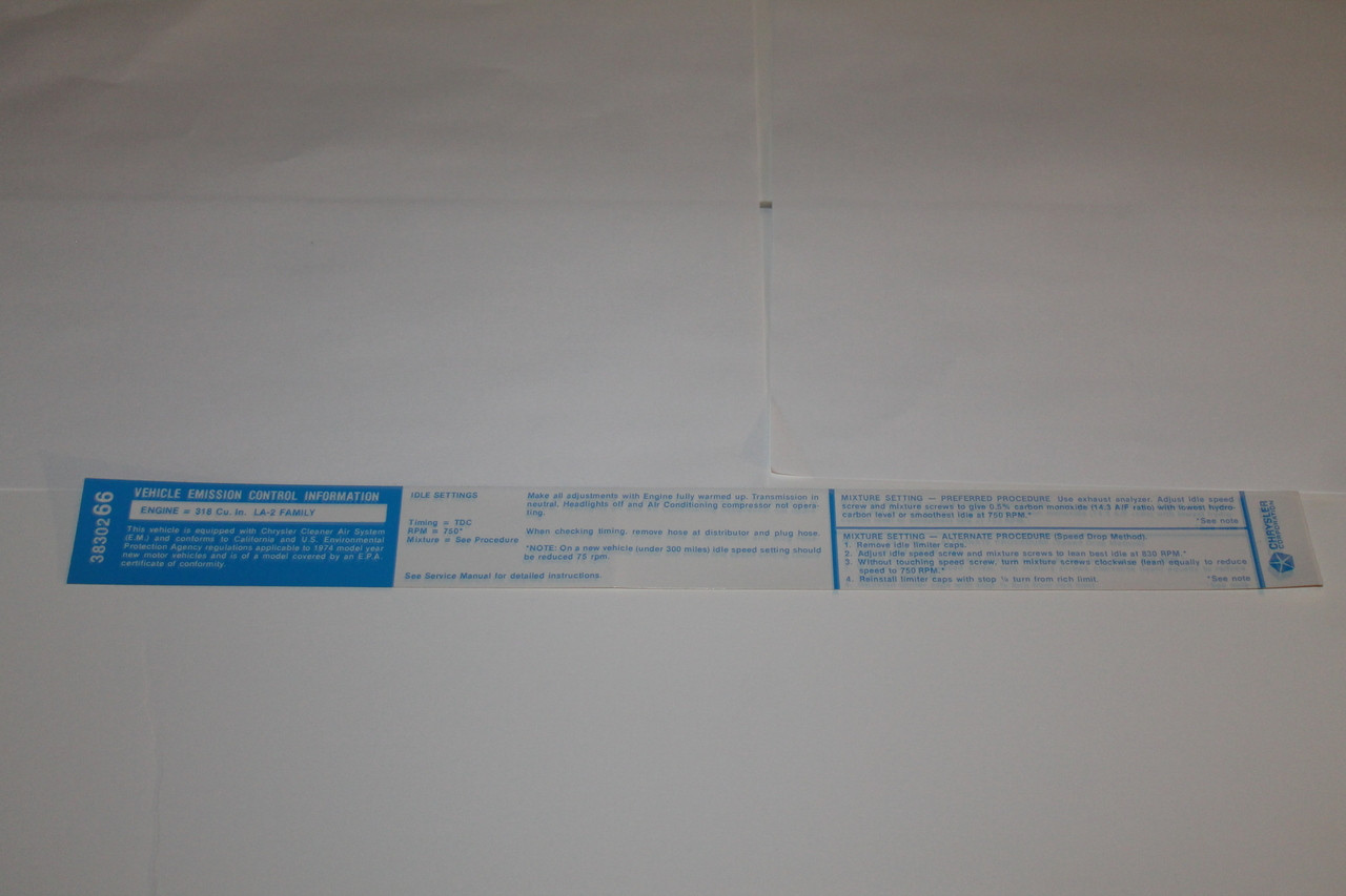 Decal Emissions 74 318 AT/MT #3830262