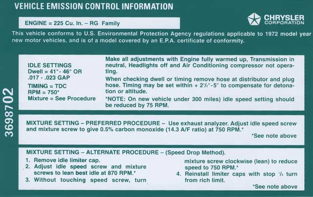 Decal Emissions 72 225 AT #3698702