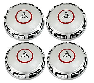 Red Circle Dog Dish Caps 69-74 Dodge Set of 4 in Stainless