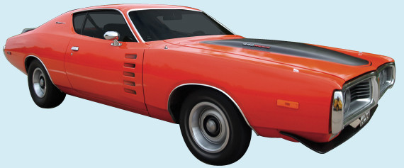 1973-74 Charger Rallye Mid Body Side & Decklid Stripe Kit Matte Black