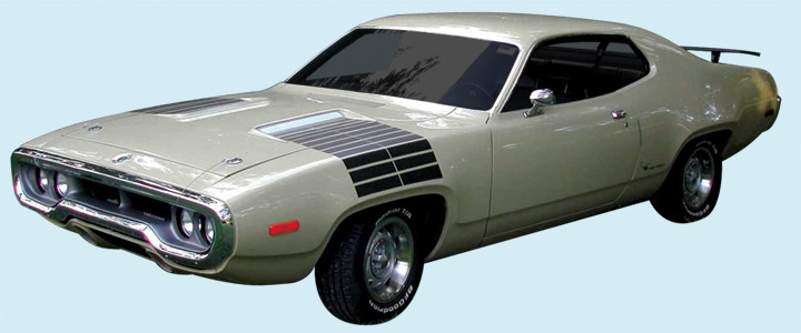 1972 Roadrunner GTX Decal & Hood-to-Fender Strobe Stripes Kit