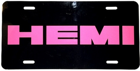 License Plate Gloss Black w/Hemi Panther Pink