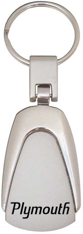 Key Chain Chrome Tear Drop Plymouth (Italics)