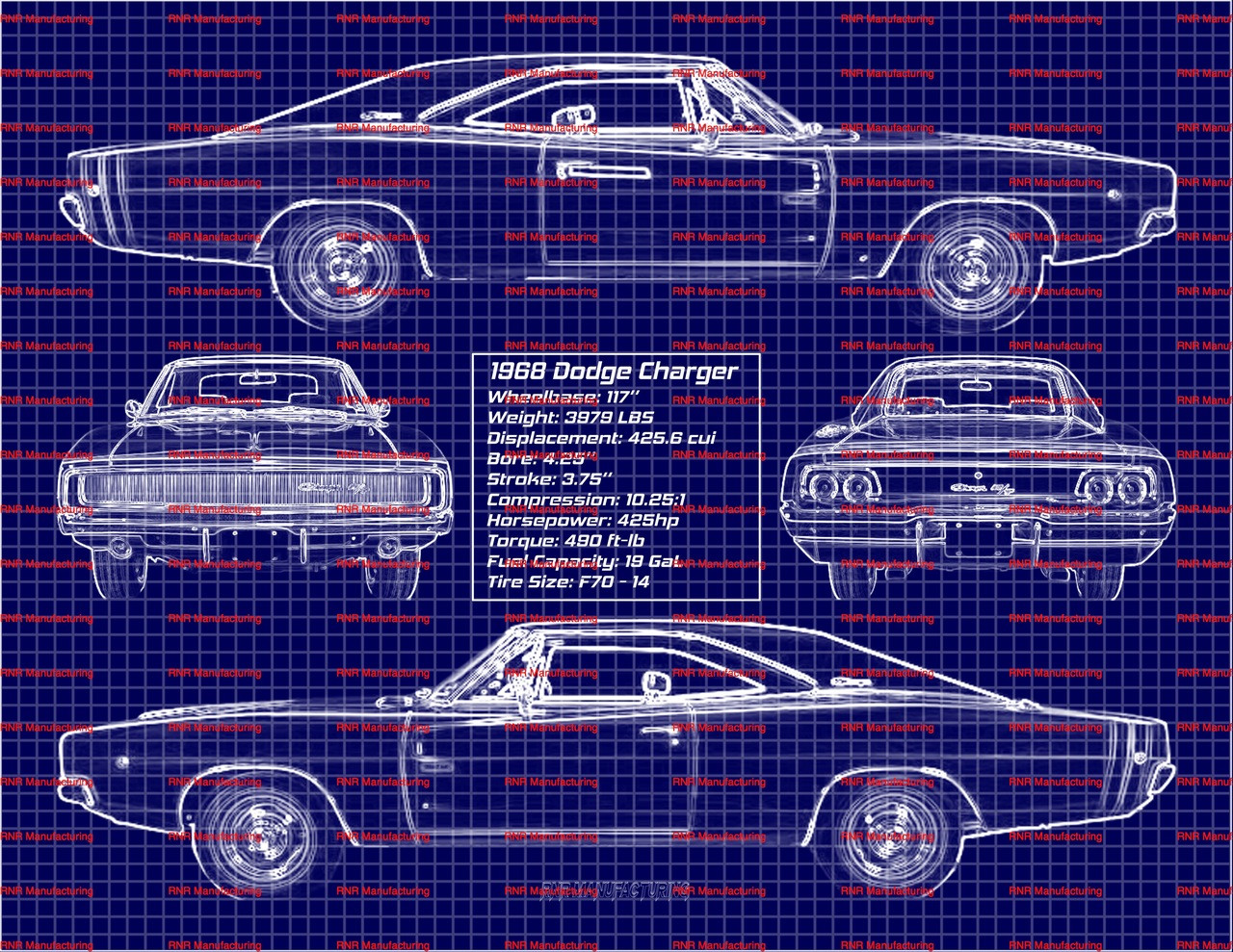 2018 Dodge Challenger Scat Pak 392 Blue Print Art w/ 11x14 Frame