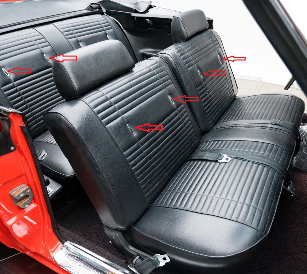 1968-1969 Roadrunner Decor Bench Seat Emblems & Mounting Plates Set of 4