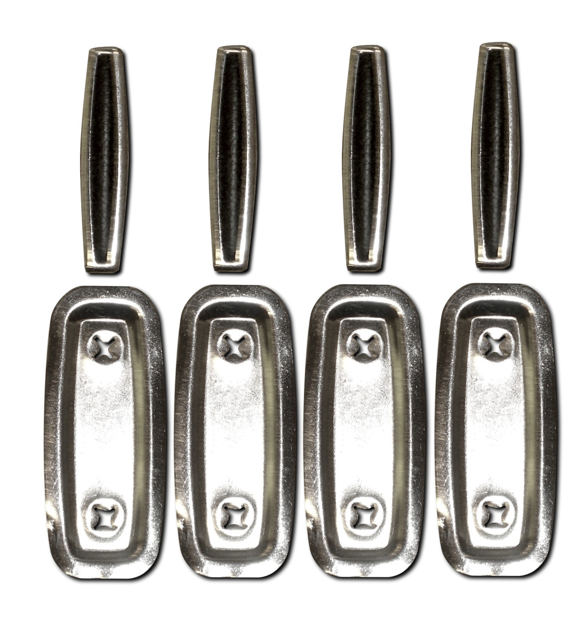 1968-1969 Roadrunner Decor Bench Seat Emblems & Mounting Plates Set of 4