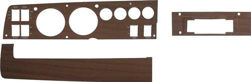 Dash Bezel Kit Rallye Gauge Woodgrain 69 B Body w/o AC & w/AM Radio 8 Track Bezel