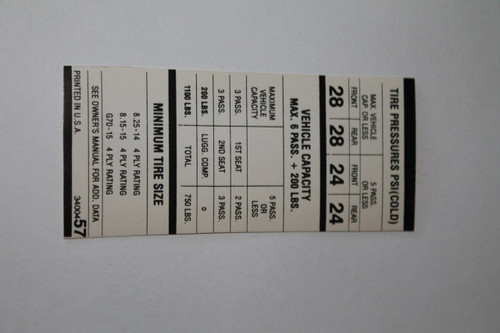 Tire Pressure 1969 Big Car 825X14/815X15/G70X15