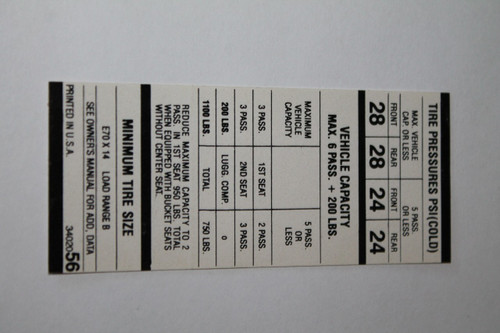 Tire Pressure 1970 Dart 340 E70X14