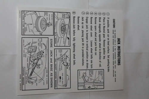 Jack Instructions 65-66 Dodge Monaco & Polara & 1965 Chrysler