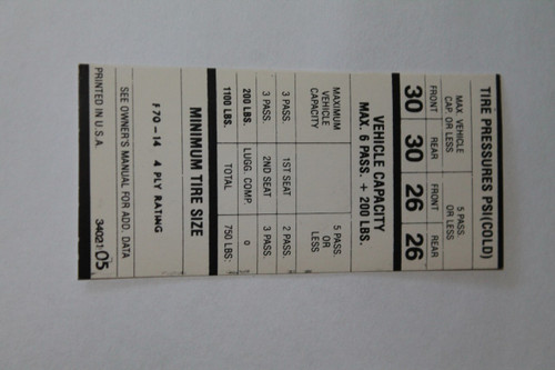 Tire Pressure 1969 Daytona F70X14