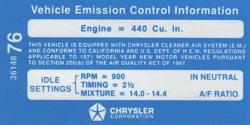Decal Emissions 71 440-4V AT #3614876