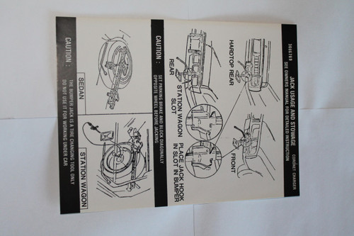 Jack Instructions 1973 Dodge Charger & Coronet