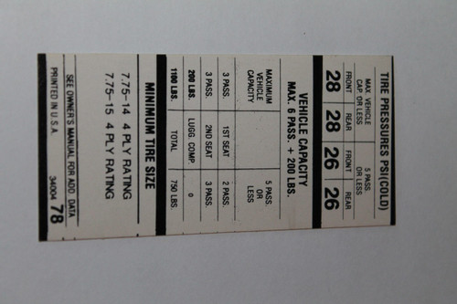 Tire Pressure 1969 Charger W/Air 775X14 775X15