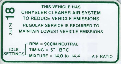 Decal Emissions 69 440+6 AT & 70 340-4V AT/MT Before 1-1-70 & 70 440+6 AT/MT Before 1-1-70 #3412418