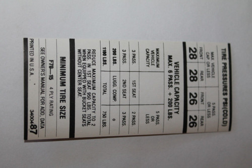 Tire Pressure 1969 B Body F70X15 Hemi MT