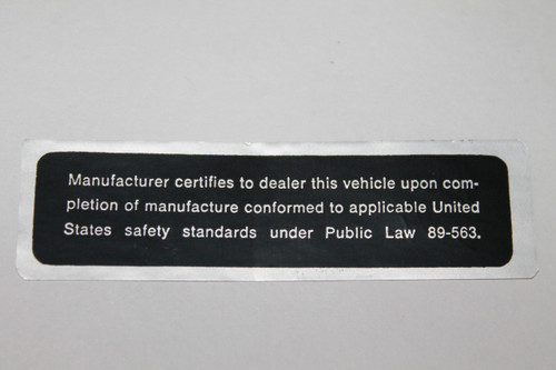 Decal Door Post Safety Act 69-70 All Mopar