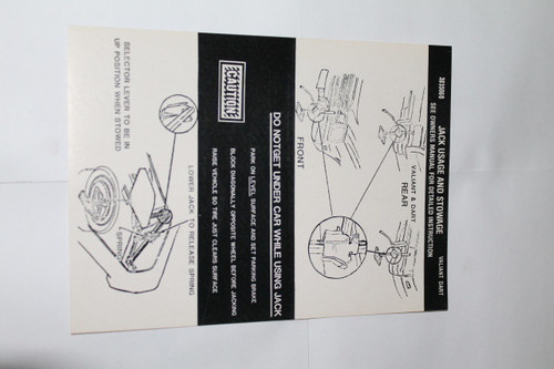  Jack Instructions 1968-1969 Plymouth Valiant