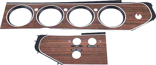 Dash Bezel Ralle Gauge Woodgrain 72-74 E Body & 3 Switches