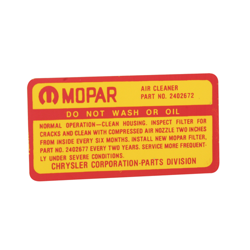 Decal Air Cleaner 66 361 Service Instructions