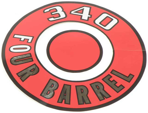 Decal Air Cleaner 66-71 Dodge & Plymouth 340 4BBL Orange
