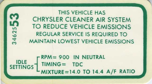 Decal Emissions 70 440-4V AT Before 1-1-70 #3462553