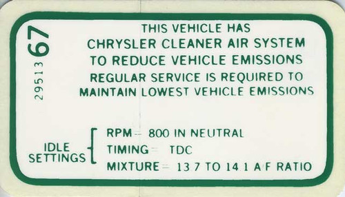 Decal Emissions 69 426-8V AT/MT #2951367