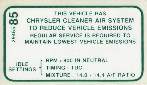 Decal Emissions 69 426-8V AT #2946585