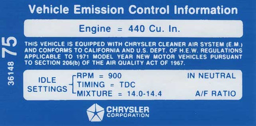 Decal Emissions 71 440-4V MT #3614875