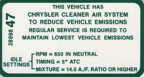 Decal Emissions 68 318-2V MT #2899847