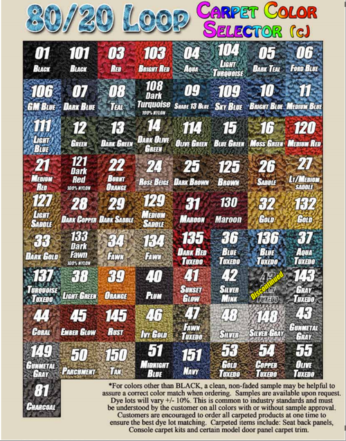 1974 Duster Duster 360 & Dart Sport 360 Rear Fold Down Bench Back Panel Carpet Ea.