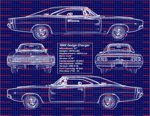 2018 Dodge Challenger Scat Pak 392 Blue Print Art w/ 11x14 Frame