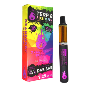 2.25g Grandaddy Purps THC-P + Delta-8 Live Resin Disposable Dab Bar // Terp 8 FUSIONS 2.25g Grandaddy Purps THC-P + Delta-8 Live Resin Disposable Dab Bar // Terp 8 FUSIONS
