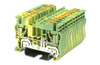 Ground Terminal Block, Push-In, DIN rail mount, 26-12 AWG, Green/Yellow, 600V 20A, DP2.5N-PE