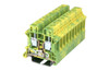 Ground Terminal Block, Screw Clamp, DIN rail mount, 22-10 AWG, Green/Yellow, 600V 50A, DK6N-PE