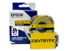 Vinyl Label Tape Cartridge, Epson LabelWorks PX, 1-1/2 in (36mm) x 22.9 ft, Black on Yellow, 236VTBYPX