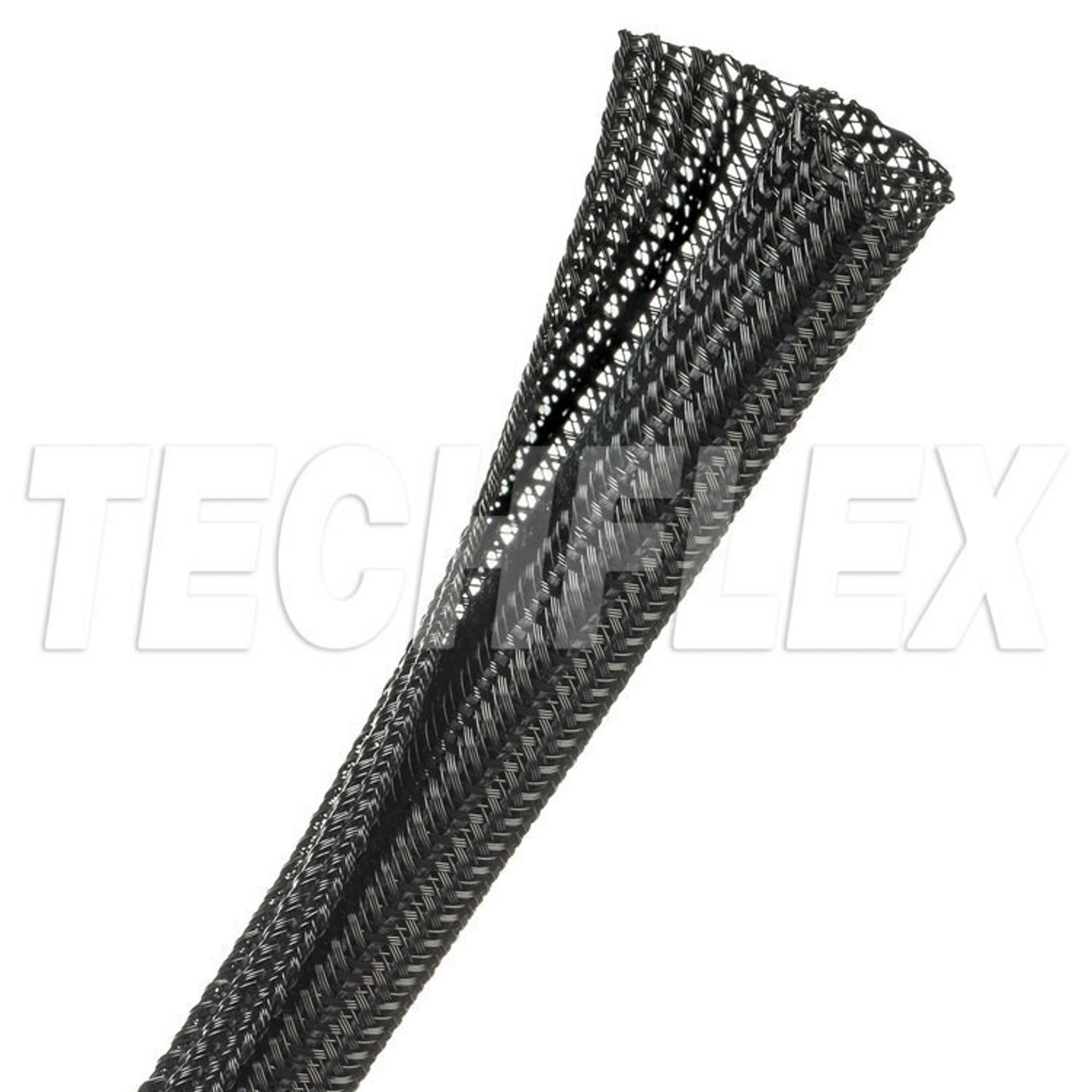 Techflex Flexo F6 Split Braid Sleeve, Black, 1/4 inch, 100ft/box -  Fastercable
