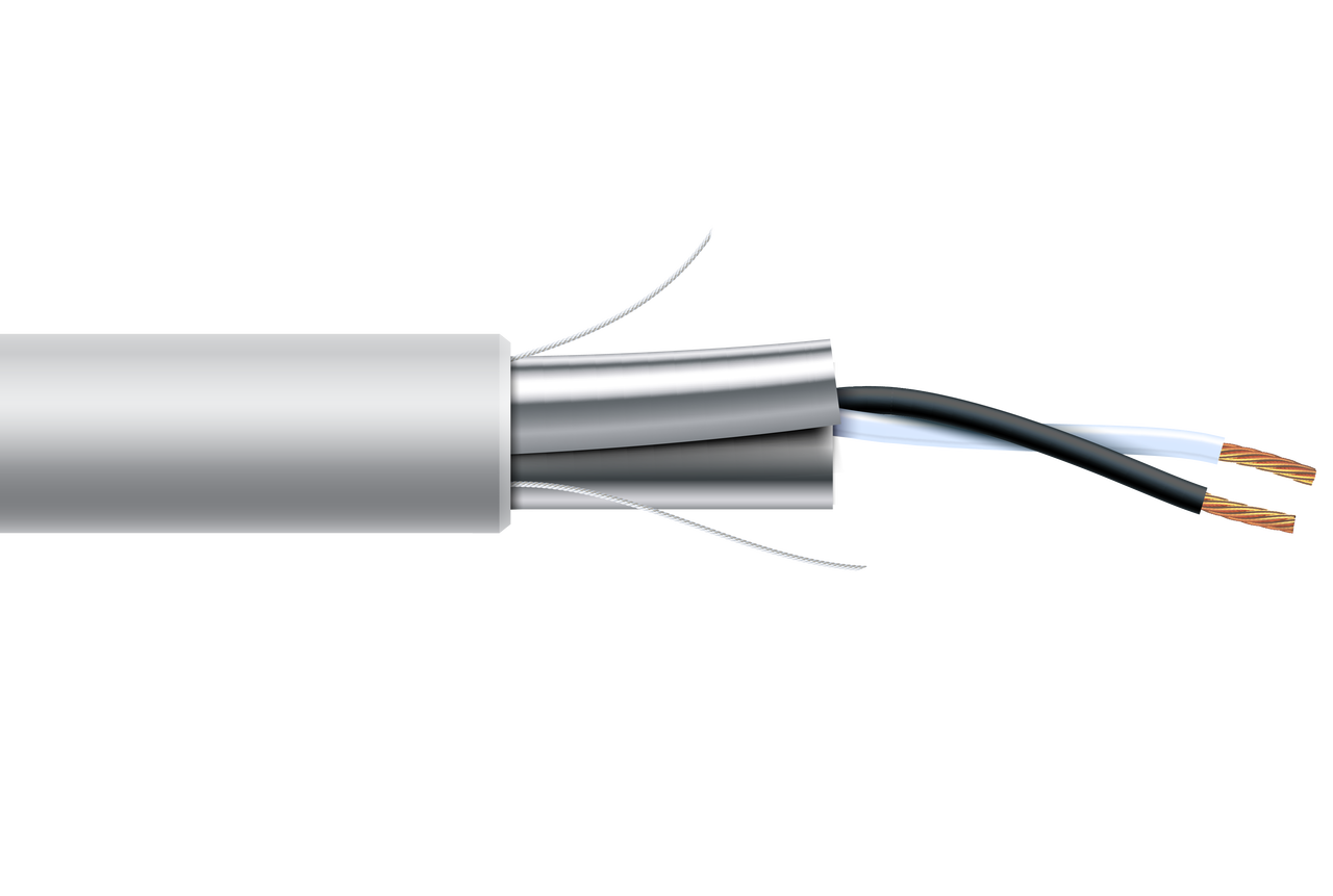 18 AWG 2 Cond Plenum Shielded White Jacket, Black/White K1 color