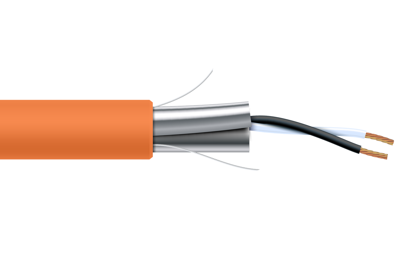 18 AWG 2 Cond Plenum Shielded Orange Jacket, Black/White K1 color