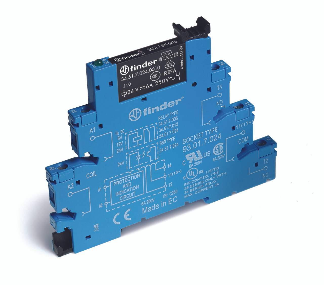 Compact Relay, SPDT, 12VDC, Screw, 6A, Finder 38.51.7.012.0050 - Fastercable