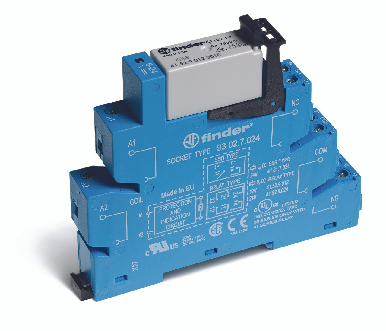 Compact Retay Compact Relay, DPDT, 24VAC/DC, Screw, 8A, Finder 38.52.0.024.0060 ...