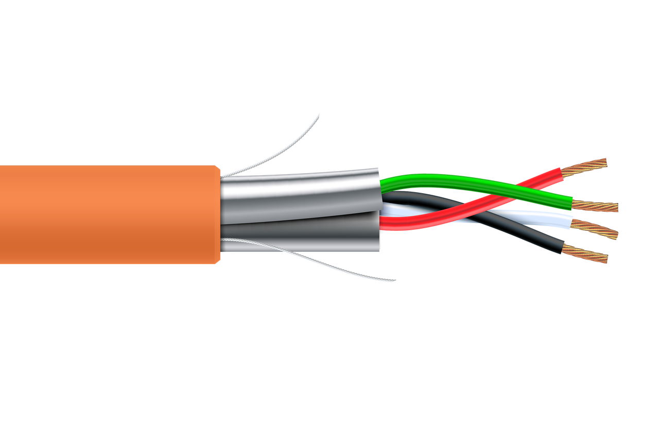 18 AWG 4 Cond Plenum Shielded Orange Jacket 1000ft/roll/box