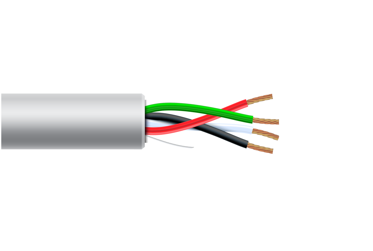 18 AWG 4 Cond Plenum Non-Shielded White Jacket 1000ft/roll/box