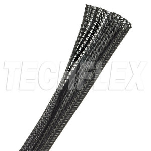 Techflex  Flexo F6 Split Braid Sleeve, Black, 1/2 inch, 75ft/box, F6N0.50BK-75FT