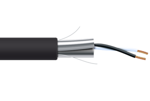 18 AWG 2 Cond Plenum Shielded Black Jacket, Black/White K1 color code,  1000ft/roll/box, P182CS-K1-BLK