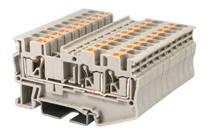 Terminal Block, Push-In, 3-Conductor, DIN rail mount, 24-10 AWG, Beige, 600V 30A, DP4N-TN