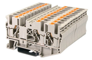 Terminal Block, Push-In, 3-Conductor, DIN rail mount, 20-8 AWG, Beige, 600V 40A, DP6N-TN
