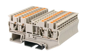 Terminal Block, Push-In, 4-Conductor, DIN rail mount, 26-12 AWG, Beige, 600V 20A, DP2.5N-TR